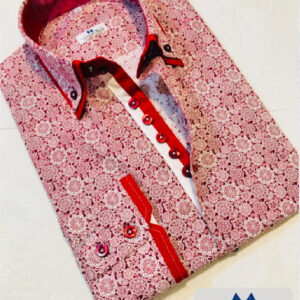 Camisa de diseño rojo y detalles blancos 21